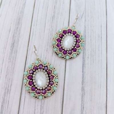 Aros Bordados menta y magenta1