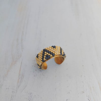 Anillo Ajustable Lyon azul y beige1