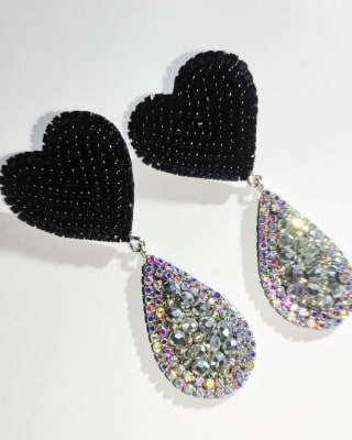 Aros Corazón Gotita negro y plateado 21