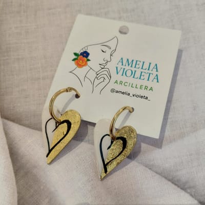 Aros Corazón dorado y blanco1