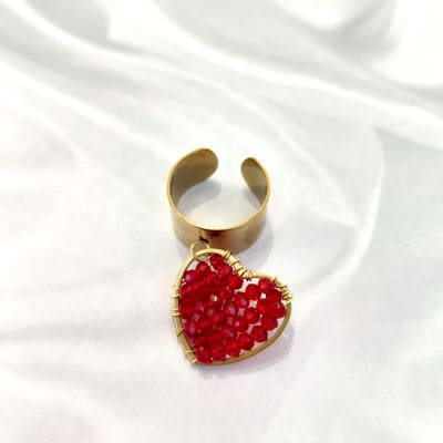 Anillo acero rojo y dorado1