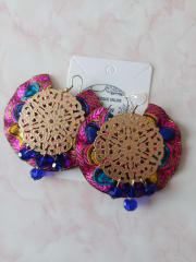 Aros Abanico Cinta fucsia