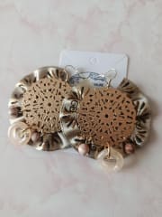 Aros Abanico Cinta beige