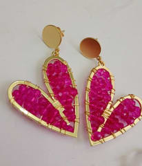 Aros Maxi Corazón fucsia