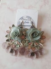 Aros Pasamanería Flor verde