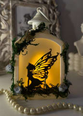 Farol de hada cuadrado negro y dorado