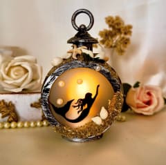 Farol redondo Sirena negro plateado