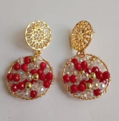 Aros Esfera Piedras rojo