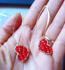 Aros Base Larga Corazón rojo