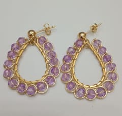Aros Gota Piedras lila