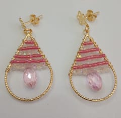 Aros Gota Piedras gota rosada