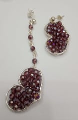 Aros Corazón Asimétrico lila