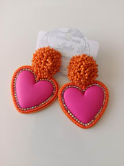 Aros Corazón full mostacillas