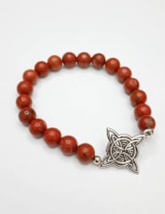 Pulsera Nudo Bruja Jaspe rojo