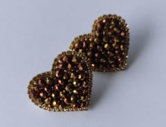 Aros Corazón Topitos dorado oscuro