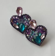 Aros Topito Corazón Gema morado