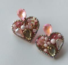 Aros Topito Corazón Gema rosado