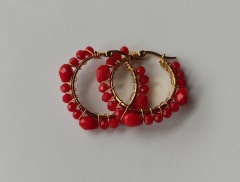 Argollitas pequeñas gota rojo