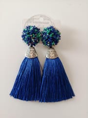 Aros Mostacilla y borlas azul