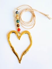 Collar largo corazón dorado