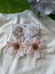 Aros Maxi flor porcelana con corazón