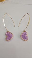 Aros Base Larga Corazón lila