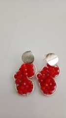 Aros Corazón rojo plata