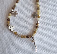 Pulsera Cuarzo Reticulado hongo y flores