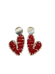 Aros Maxi Corazón plata rojo