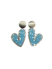 Aros Maxi Corazón plata turquesa