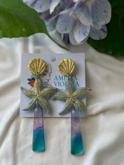 Aros Estrella de mar con gota larga de resina