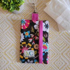 Porta pañuelos con mosquetón - Flores 1