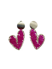 Aros Maxi Corazón plata fucsia