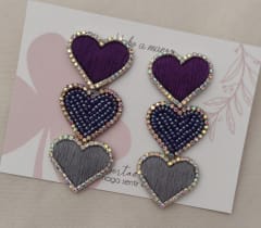 Aros Corazón triple morado