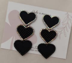 Aros Corazón triple negro