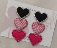Aros Corazón triple rosado