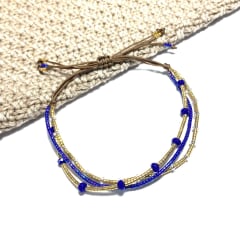 Pulsera triple mix piedra azul