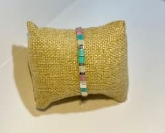 Pulsera TILA tejida lila y turquesa