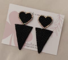 Aros Triángulo Corazón colgante negro