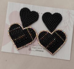 Aros Maxi corazón doble negro