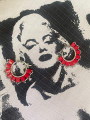Aros Amapola rojo plateado