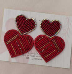Aros Maxi Corazón doble rojo