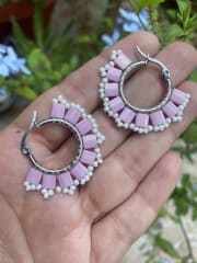 Aros Amapola rosa blanco