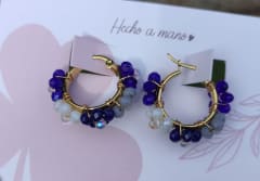 Aros Argollitas pequeñas flor azul