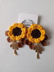 Aros crochet girasol