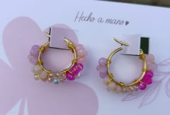 Aros Argollitas pequeñas flor rosada nude