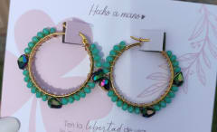 Aros Argollitas pequeñas gota turquesa