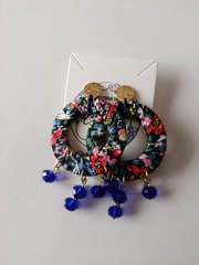 Aros tela reciclada, circular azul