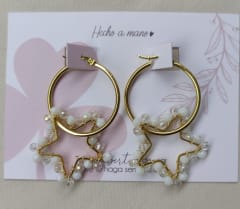 Aros Argolla mediana estrella blanca