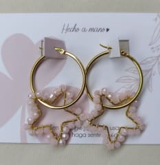Aros Argolla mediana estrella rosada pastel